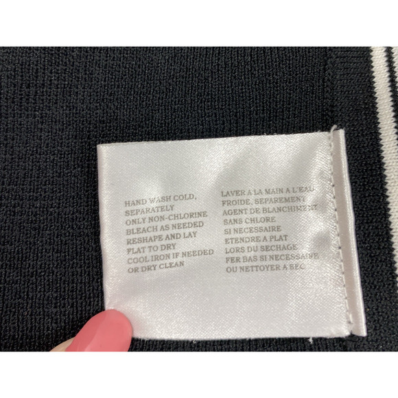 David Brooks Cardigan Womens Medium Black White Open Front Sweater Office Career - Picture 4 of 9